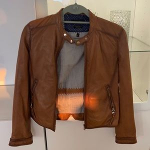 Massimo Dutti real leather brown jacket